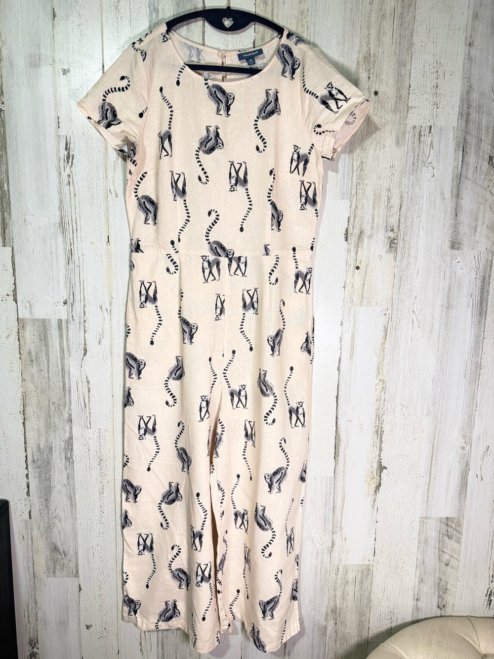 ModCloth Lemur Print Linen Blend Wide Leg Jumpsuit M - Picture 2 of 8